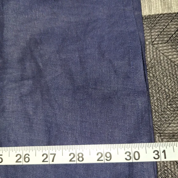 SUSAN BRISTOL Embroidered Neck Tunic Top Women's 1X Blue 100% Linen Minimalist - Picture 9 of 9